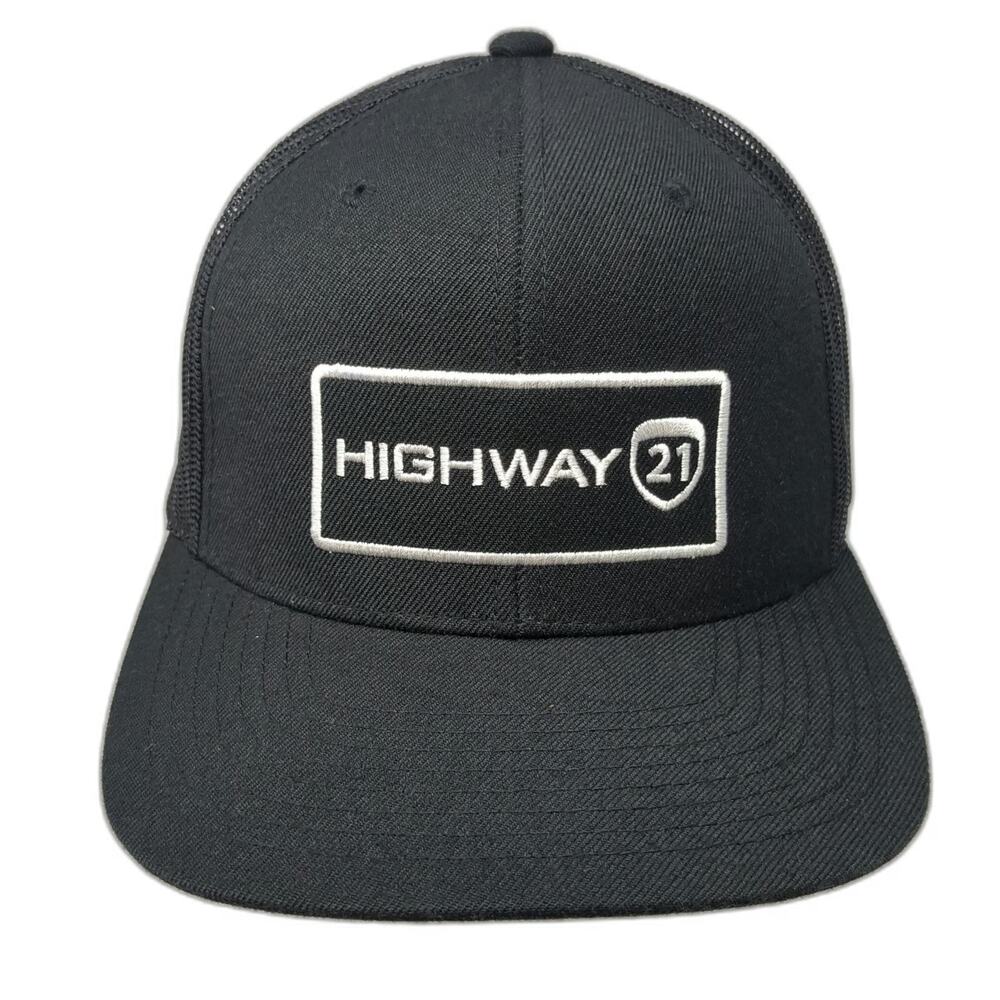 Highway 21 Trucker Hat Black One Size Snapback Mesh Patch Motorcycle Riding Gear